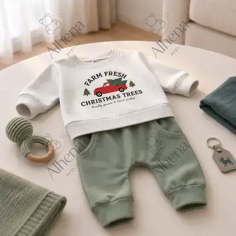 Conjunto para bebé arboles, Invierno, 2 piezas. - foto 3