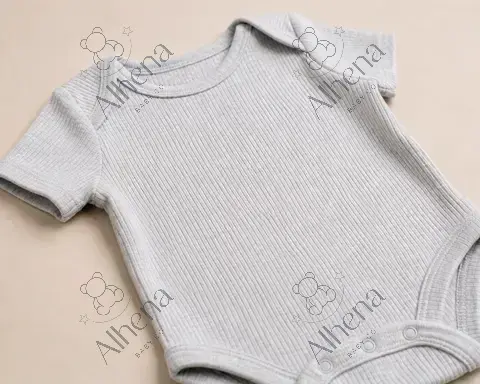 Body unisex manga corta, texturizado y acanalado light Gray Heather. - foto 4