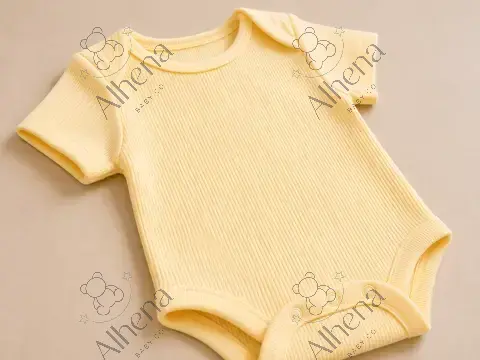 Body unisex manga corta, texturizado y acanalado Golden straw. - foto 4