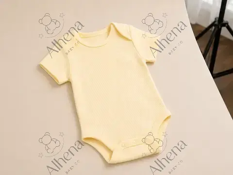 Body unisex manga corta, texturizado y acanalado Golden straw. - foto 3