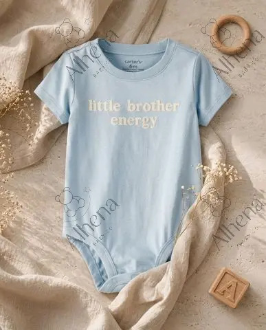 Body de manga corta con estampado 'Little Brother Energy' de Baby Boy - Azul - foto 3