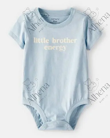 Body de manga corta con estampado 'Little Brother Energy' de Baby Boy - Azul - foto 5 (proveedor)
