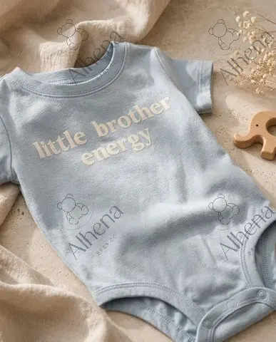 Body de manga corta con estampado 'Little Brother Energy' de Baby Boy - Azul - foto 4