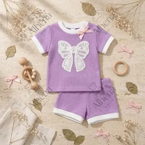 Conjunto para bebé lila, Verano, 2 piezas. - foto 4