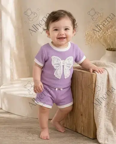 Conjunto para bebé lila, Verano, 2 piezas. - foto 2