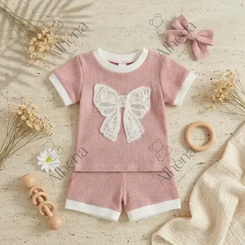 Conjunto para bebé rosa, Verano, 2 piezas. - foto 4