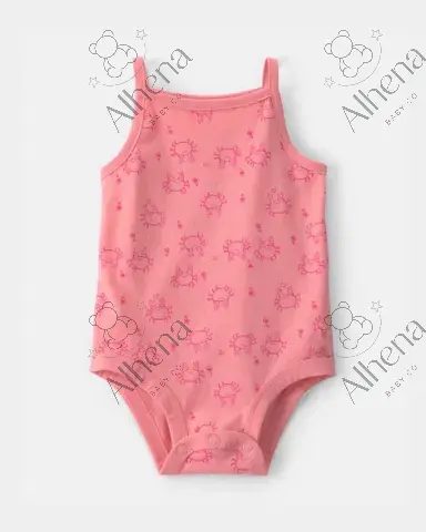 Body sin mangas Baby Girl Crab Graphic - Coral - foto 5 (proveedor)