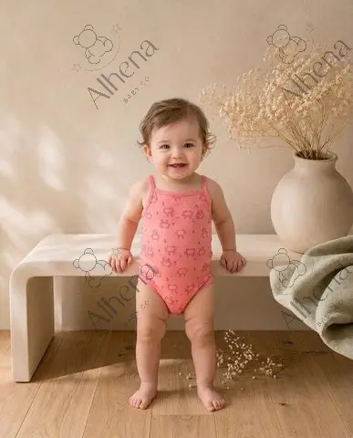Body sin mangas Baby Girl Crab Graphic - Coral - foto 2