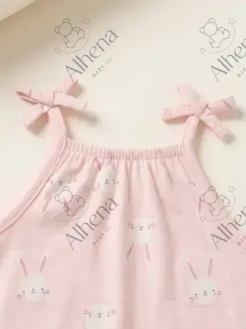 Mono estampado conejos sin mangas con tirantes para bebé - foto 4