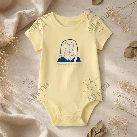 Body 'My Aunt Is So Cool' con estampado de gato - Amarillo - foto 4
