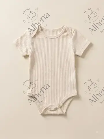 Body unisex manga corta, acanalado (oatmeal heather). - foto 3