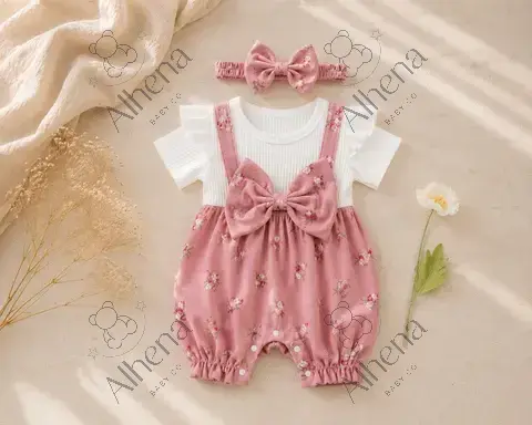 Conjunto para bebé blanco/estampado floral, 3 piezas - foto 3