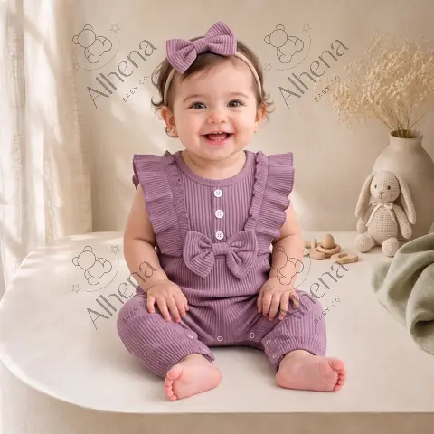 Enterizo para bebé, Verano, Purpura, 2 piezas. - foto 2