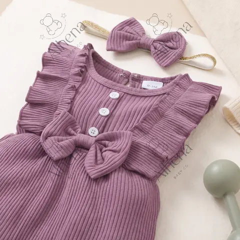 Enterizo para bebé, Verano, Purpura, 2 piezas. - foto 4