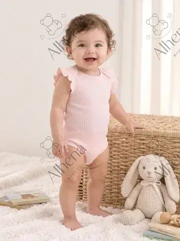 Body de mangas con volantes, pastel pink. - foto 2
