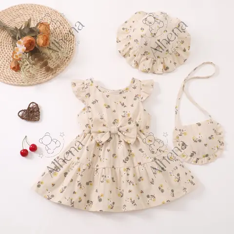 Vestido para bebé, Verano bohemios casuales, 3 piezas. - foto 4