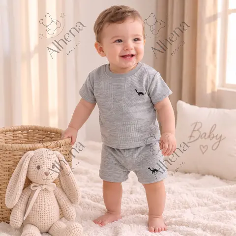Conjunto para bebé gris, Verano, 2 piezas. - foto 2